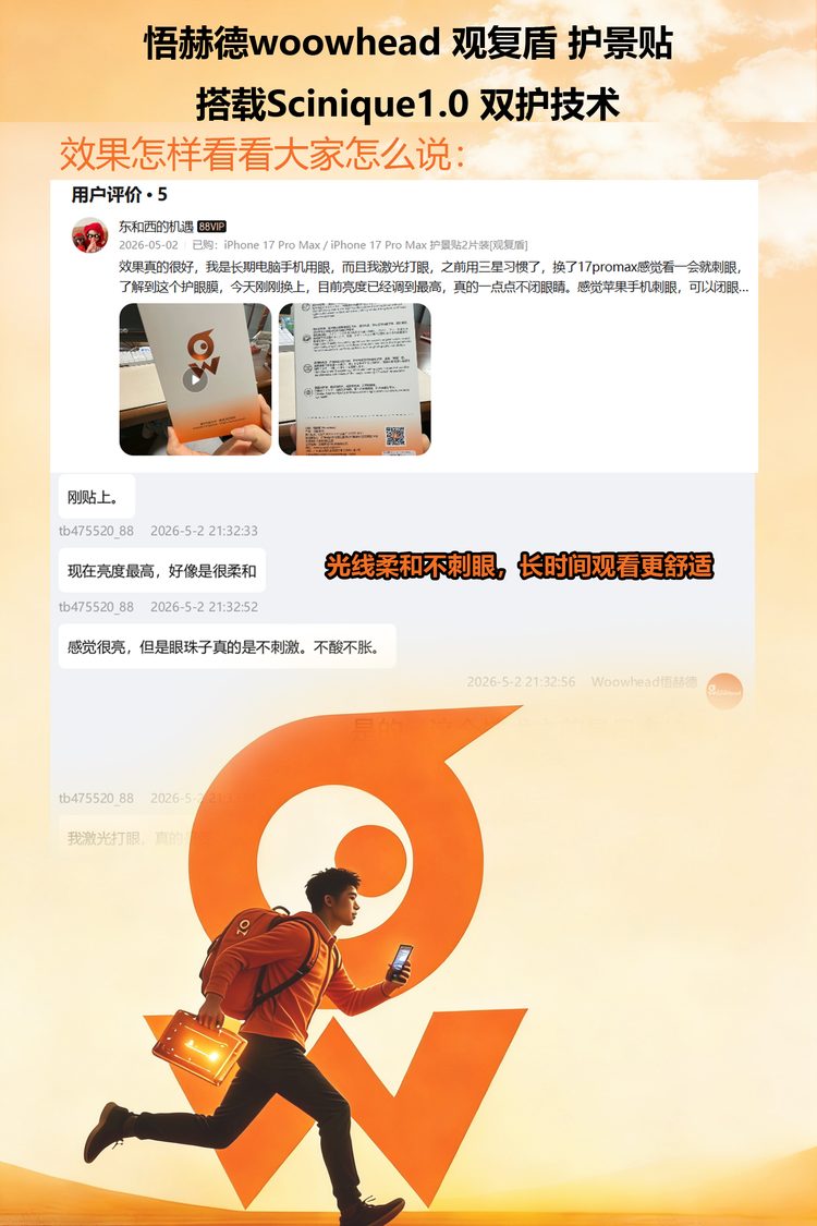 Product details of Woowhead Guanfudun Eye Protection Tempered Film 01 - Circularly polarized light + magnetron sputtering AR anti-reflection